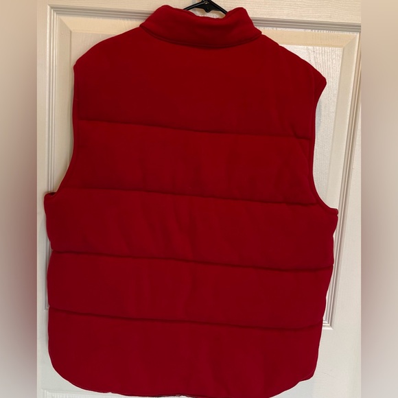 Polo Ralph Lauren Red Quilted Snap Puffer Vest Plaid Lining Size L - Picture 2 of 6